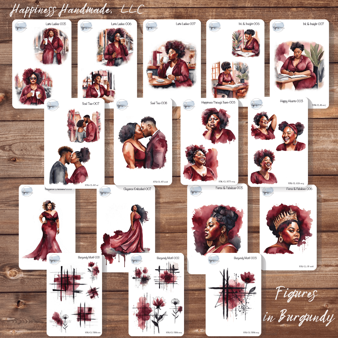 Figures in Burgundy Sticker Bundle