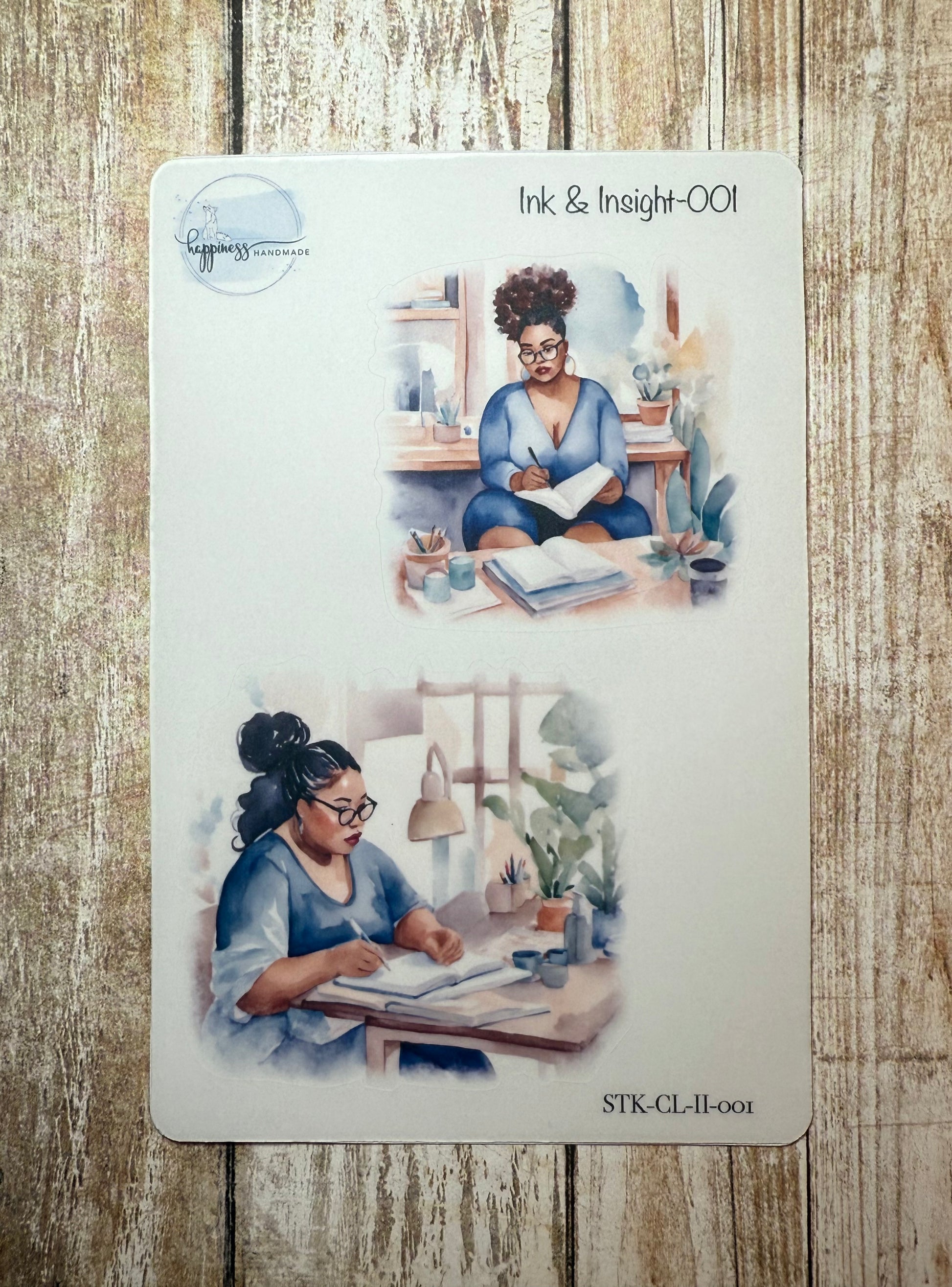 Lady Writing Sticker Premium Clear Stickers-African American women, coffee – Happiness ...