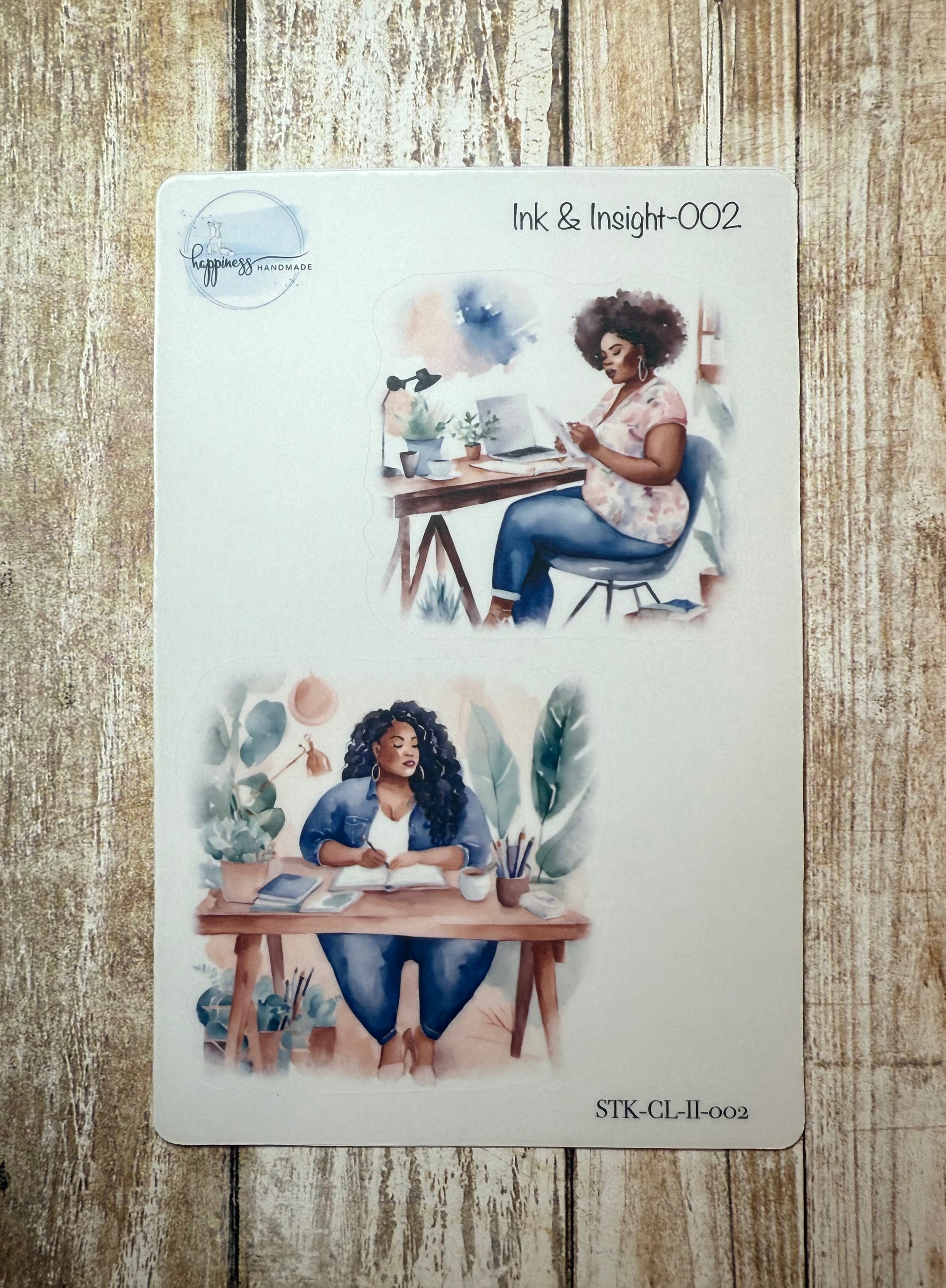Lady Writing Sticker Premium Clear Stickers-African American women, coffee – Happiness ...
