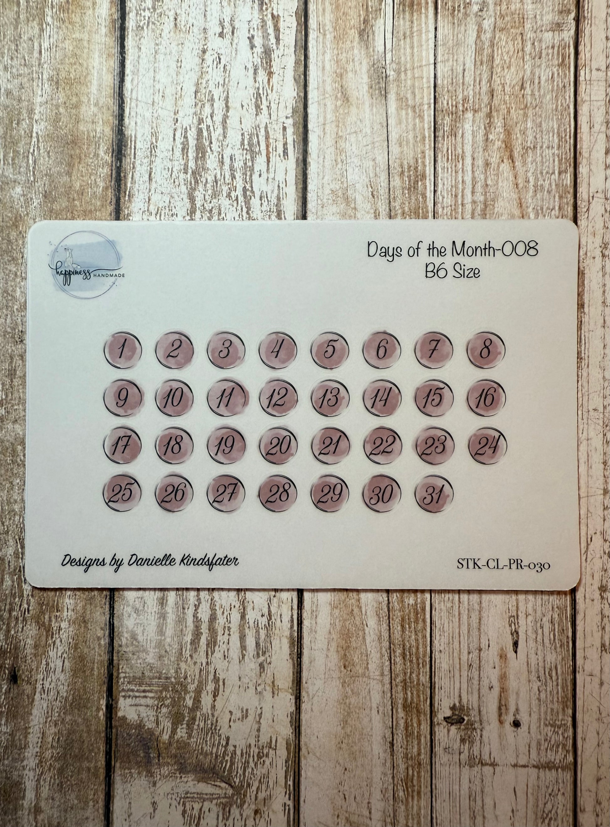 Month Code Round Sticker Premium Clear Stickers-Days of the month, circular, mauve – Happiness ...