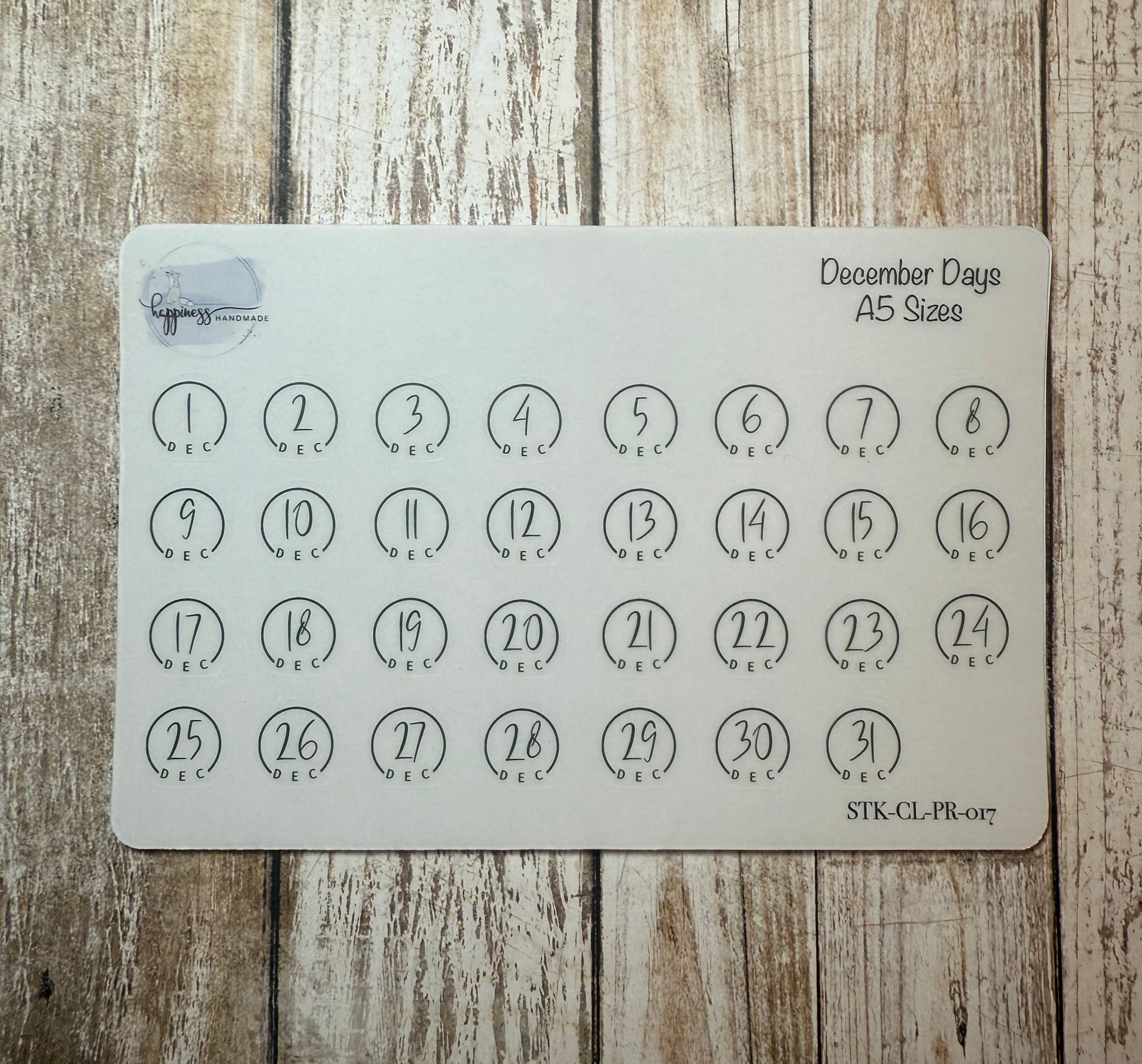 Premium Clear Stickers-Date and month stickers, full year – Happiness ...