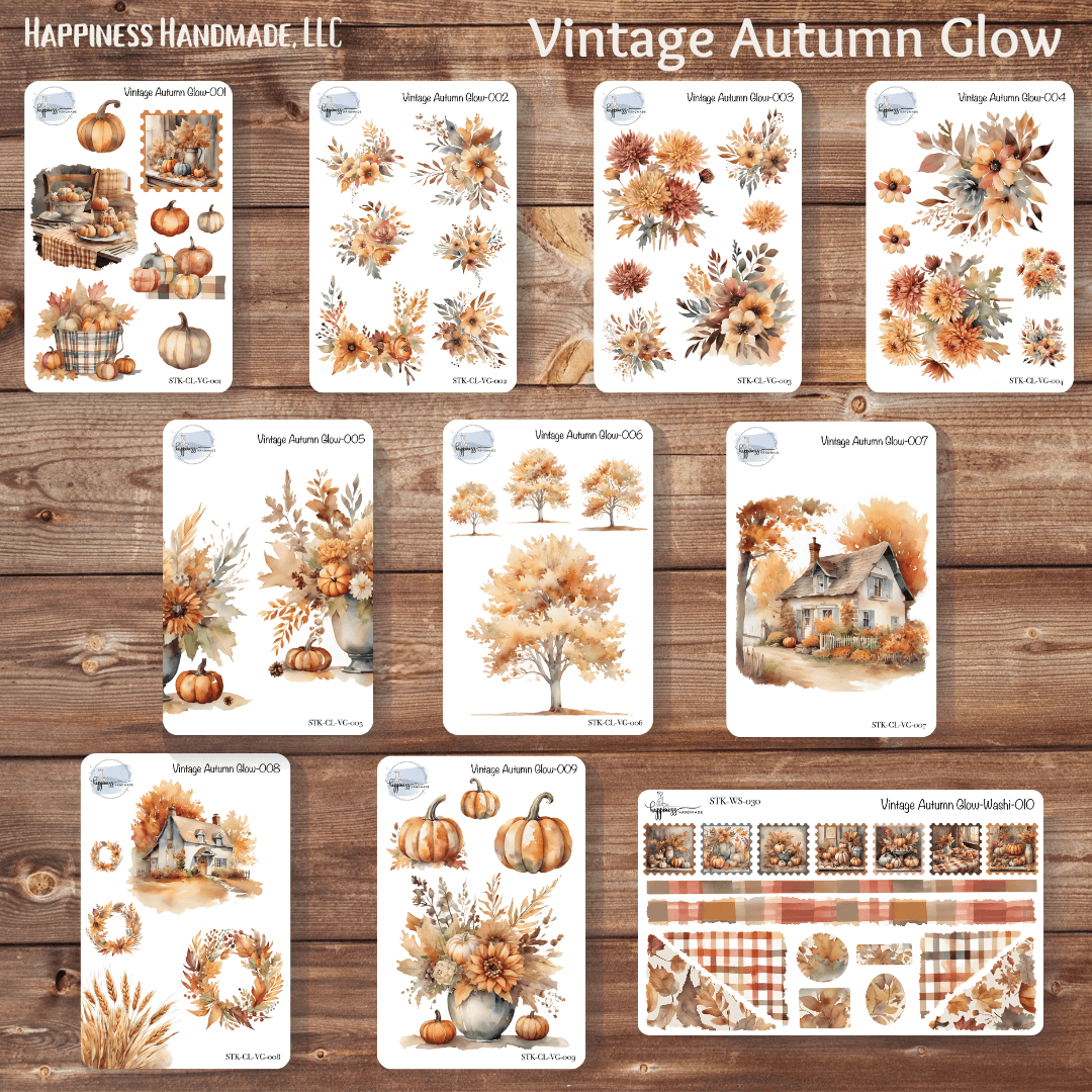 Fall Stickers - Vintage Autumn Glow-Premium Clear Stickers – Happiness ...